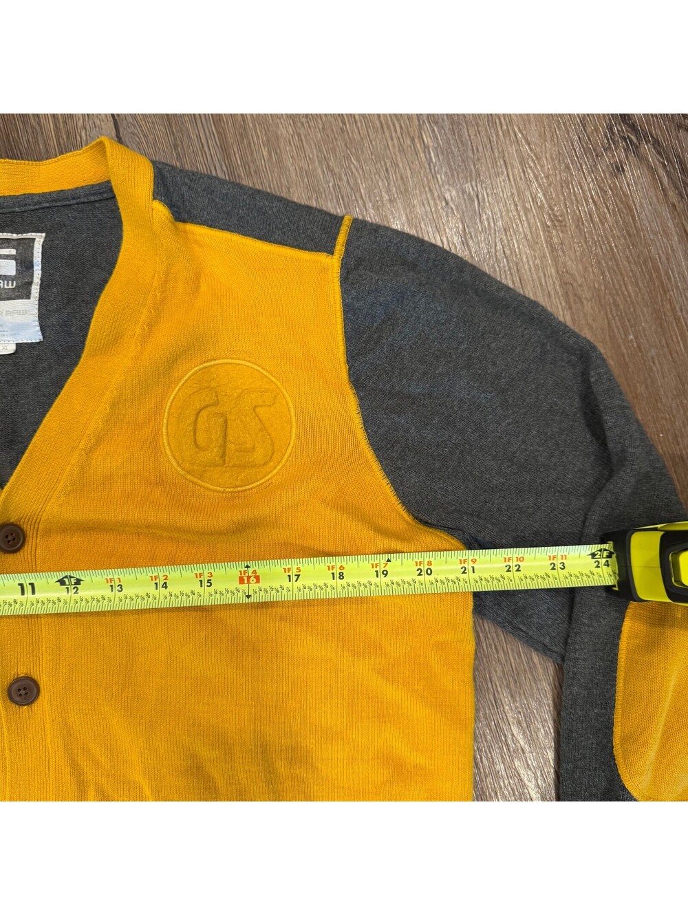 G-Star RAW News CLR Block Cardigan Knit Sweater XL Yellow and Gray - Picture 4 of 9